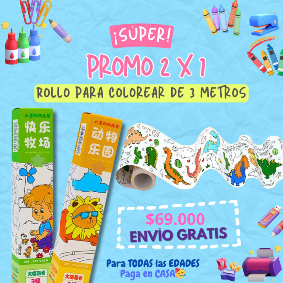 OFERTA 2x1, ROLLO PARA COLOREAR DE 3 METROS🥳